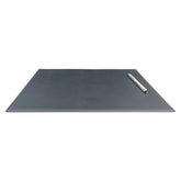 Gray 17 x 12 Leatherette Square Corner Placemat w/ White Stitching
